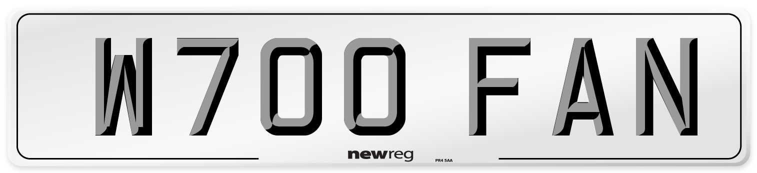 W700 FAN Number Plate from New Reg